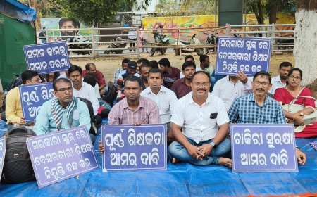 ଚାକିରୀ ସୁରକ୍ଷା , ନିଯୁକ୍ତି ସର୍ତ୍ତIବଳି  ଆଦି ଦାବି ନେଇ ଭୋକେସନାଲ ଟ୍ରେନର୍ସ ସଂଘ ର ବିକ୍ଷୋଭ ଓ ଧାରଣା